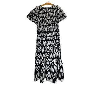 let me be long-sleeve printed midi dress Let Me Be Long-Sleeve V-Neck Floral A-Line Midi Dress
